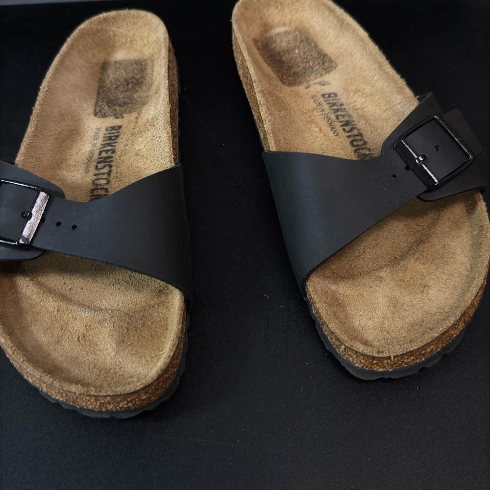 Birkenstock Black and Tan Women's Sandals